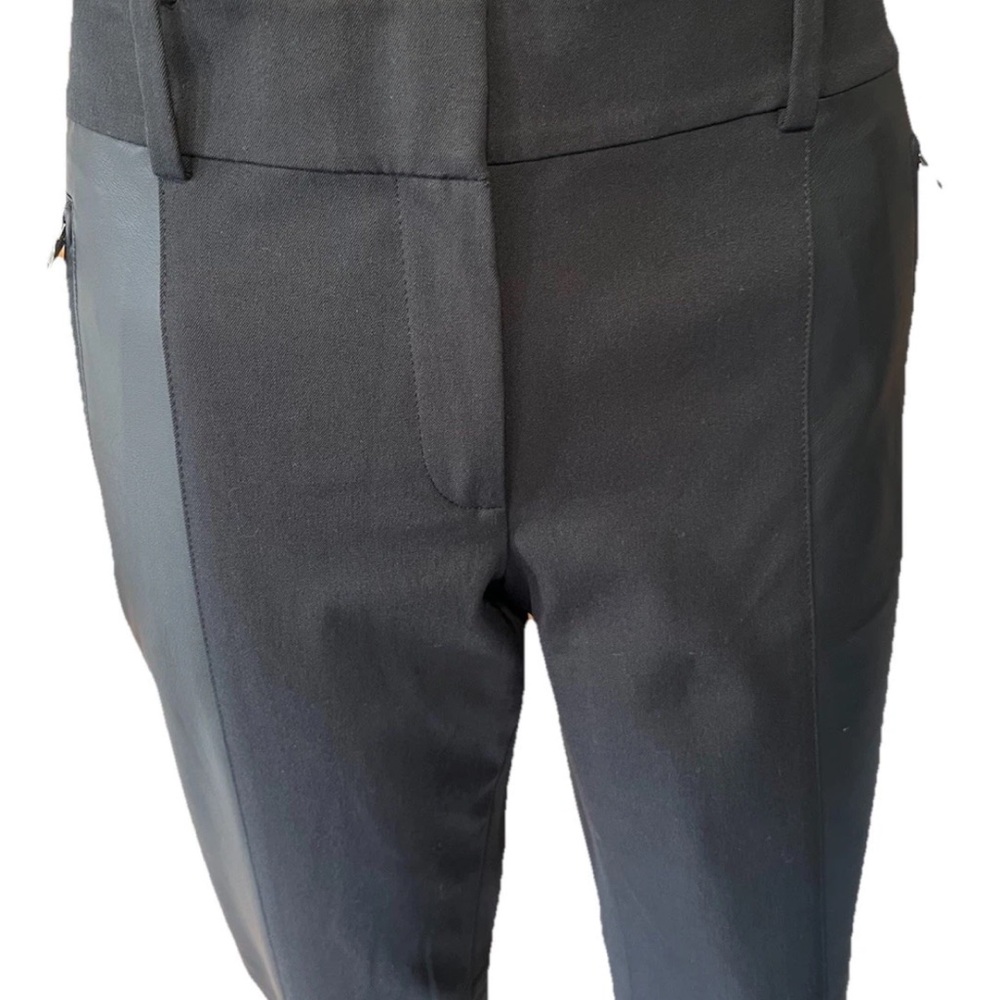 Ann Taylor Black Women's Trousers with Faux Leather Panels and Trim